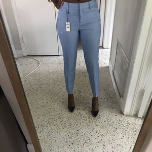 Skinny light blue linen slacks
